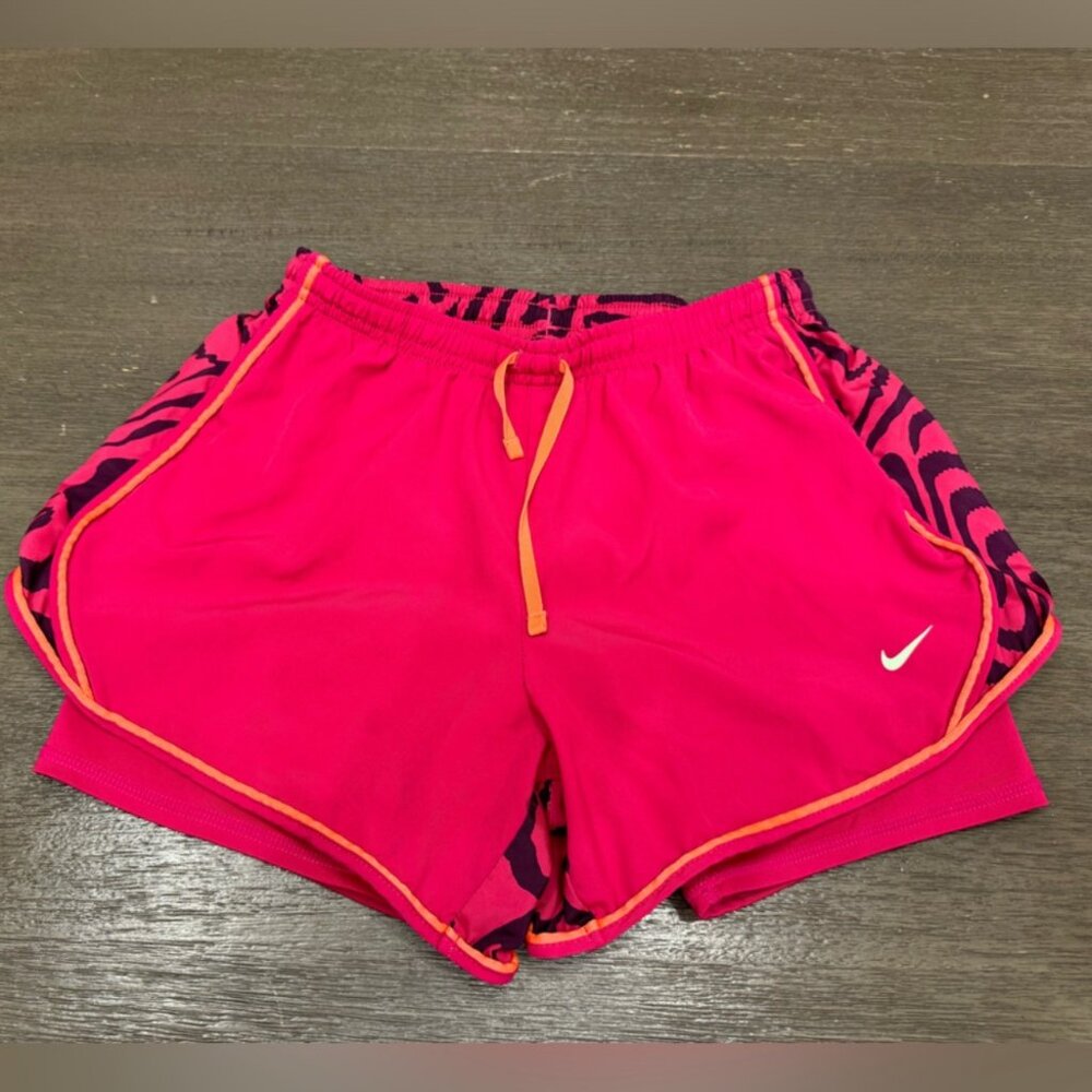 Nike Youth Girls Hot Pink Zebra Print Temp Athletic Shorts Size Large